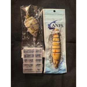 ANFS Multi Jointed Swimbait Fishing Lures and 100pc Carbon Steel Hook Set Bundle